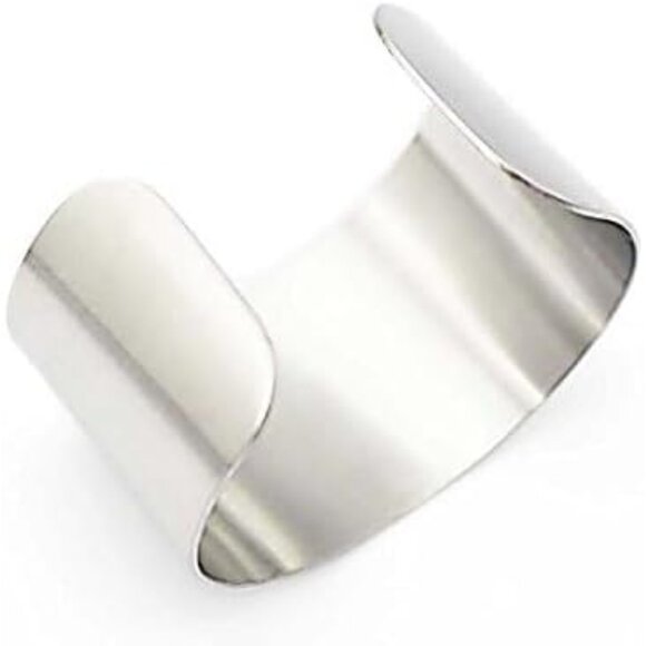 Silver Stainless Steel Wide Cuff Bangle for Women Punk Bracelet Adjustable - Picture 6 of 7
